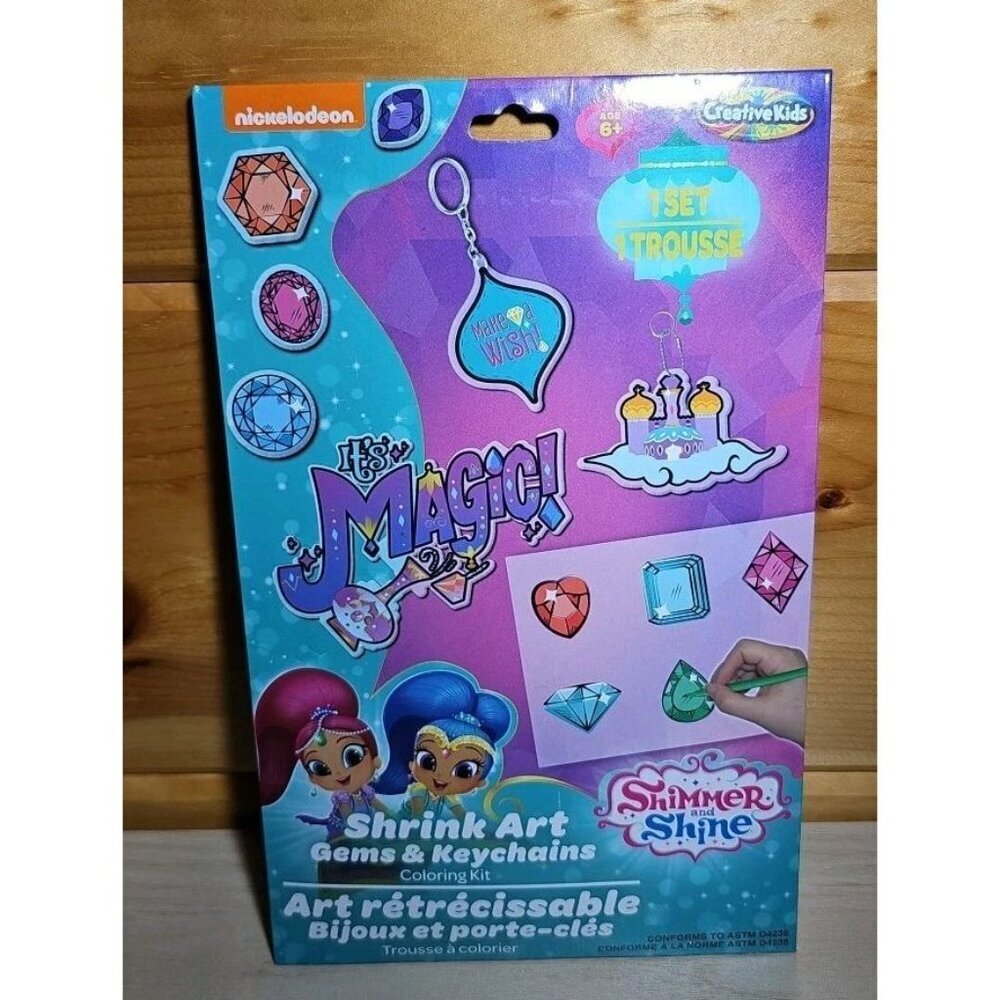 NEW Nickelodeon Shimmer and Shine Shrink Art Gems & Keychains Coloring Kit